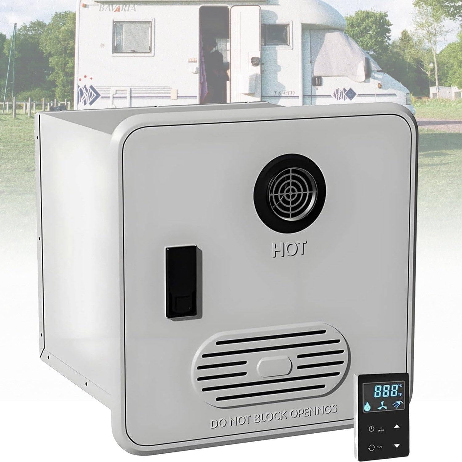 Calentador de Agua instantáneo a propano para vehículos recreativos, 55,000 BTU, 15x15 Pulgadas, con Control Remoto, 12 V CC, Compatible con Todos los vehículos recreativos. White