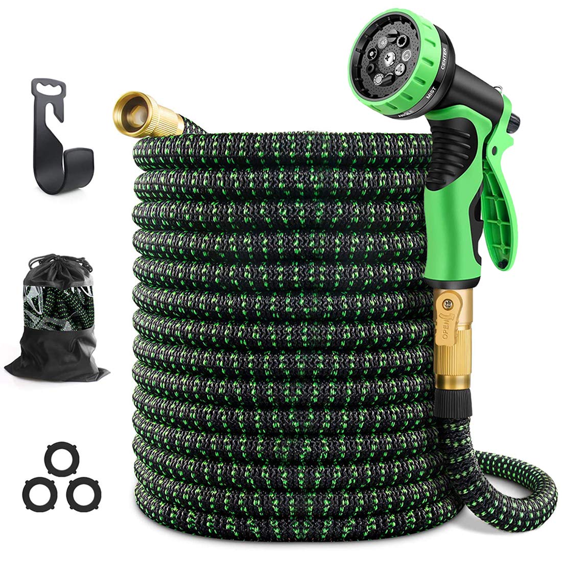Sunlight Forest 75ft Expandable Garden Hose with 9 Function Nozzle