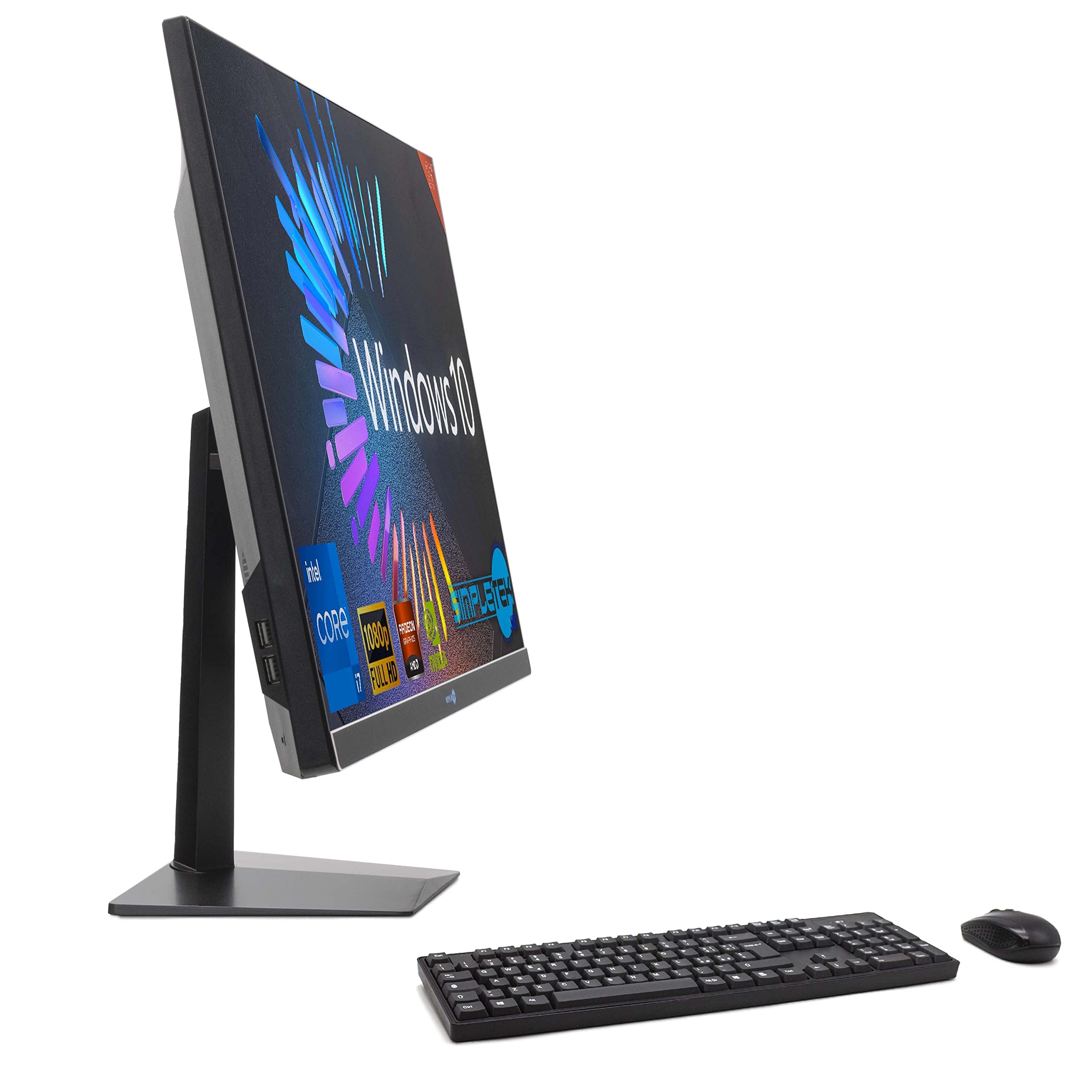 SIMPLETEK - PC All in One 24" FHD 60Hz Core i7 Windows 10 | Tarjeta gráfica dedicada RX550 4GB | 16GB RAM SSD 960GB | Trabajo, Gaming