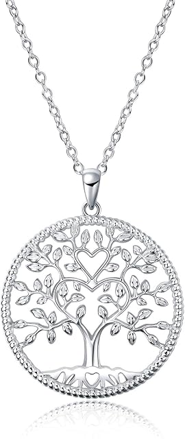 YAFEINI Triple Moon Goddess Necklace Sterling Silver Pentagram Pentacle Tree of Life Pendant Necklace Pagan Wiccan Magic Amulet Jewellery for Women Men