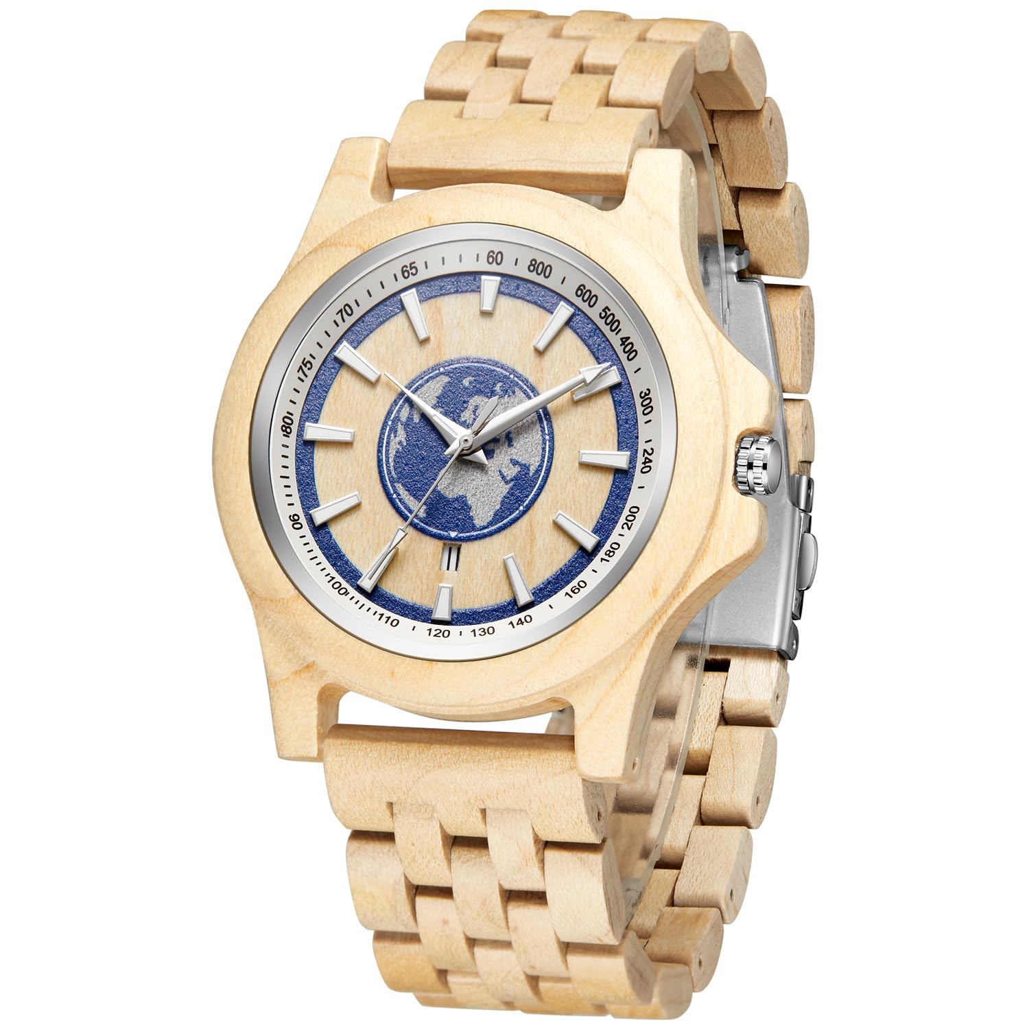 Tiong Reloj de madera para hombre, reloj de cuarzo analógico de color natural, correa de madera ajustable, reloj de cuarzo para hombre, Q1058-1, Pulsera