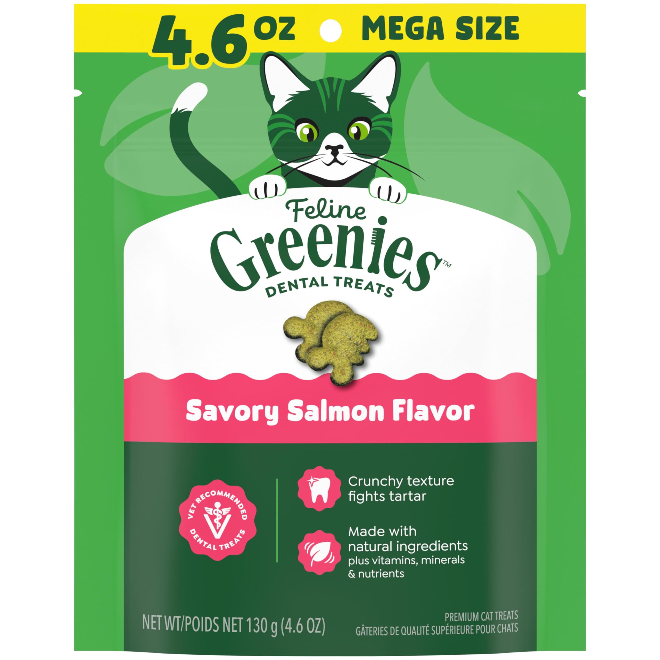 Feline Dental Treats Savory Salmon Cleans and Freshens Breath 4.6 oz