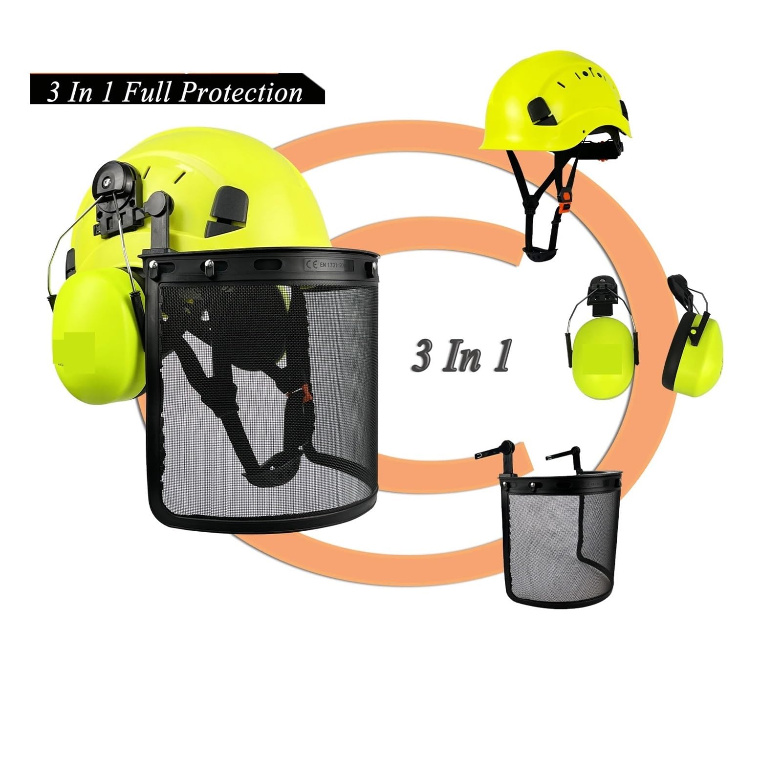 Przemysłowy kask ochronny C+E leśnictwo przemysłowy kask ochronny z siatką osłona twarzy nauszniki piłą łańcuchową cięcie drewna ANSI twardy kapelusz rejestrator czapki robocze