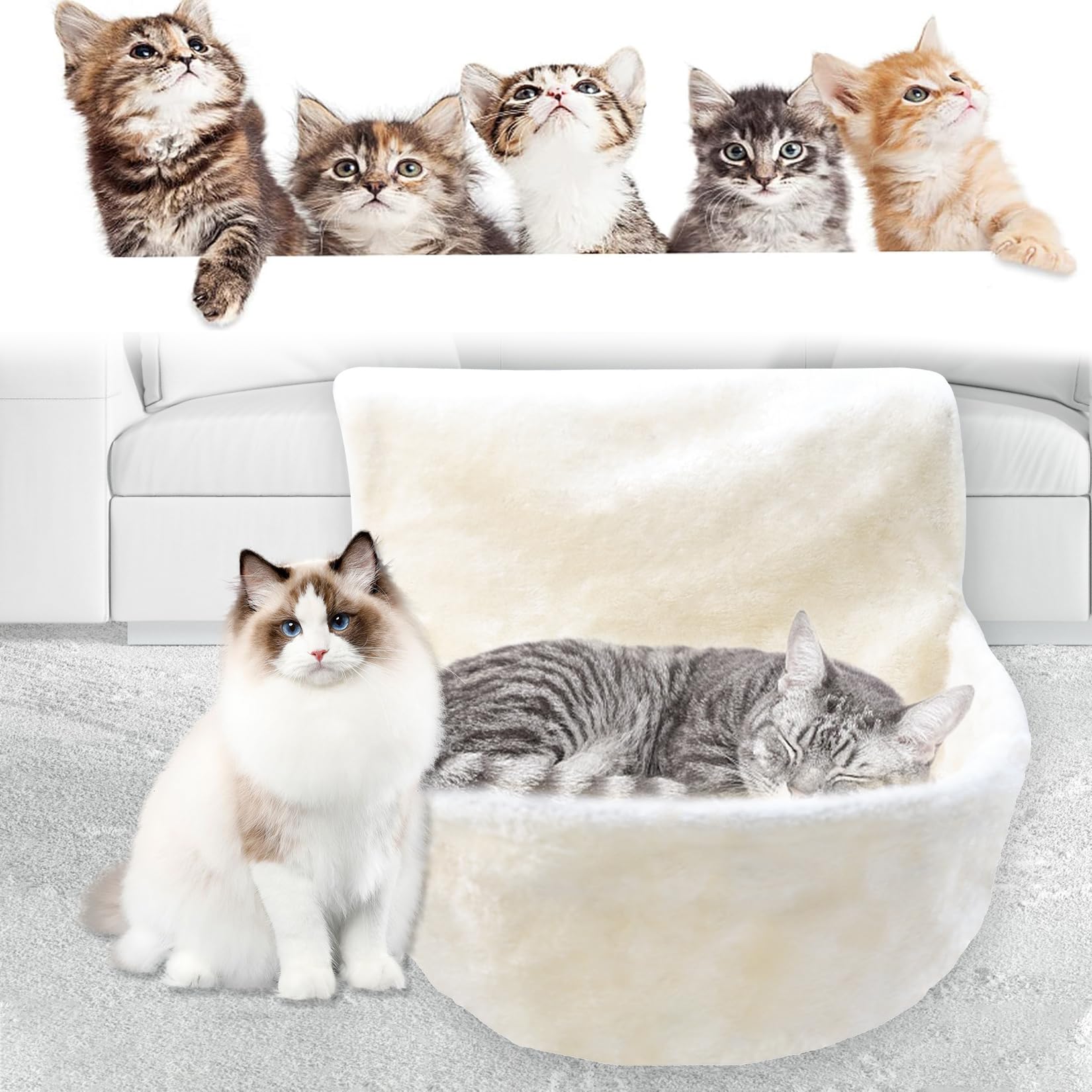 Radiator Cat Bed, Round Cosy and warm fleece beds Basket Cradle Hammock, Solid & Durable Iron Frame handling heavier Animals, Perfect for Cats, Kittens, Puppy Dog