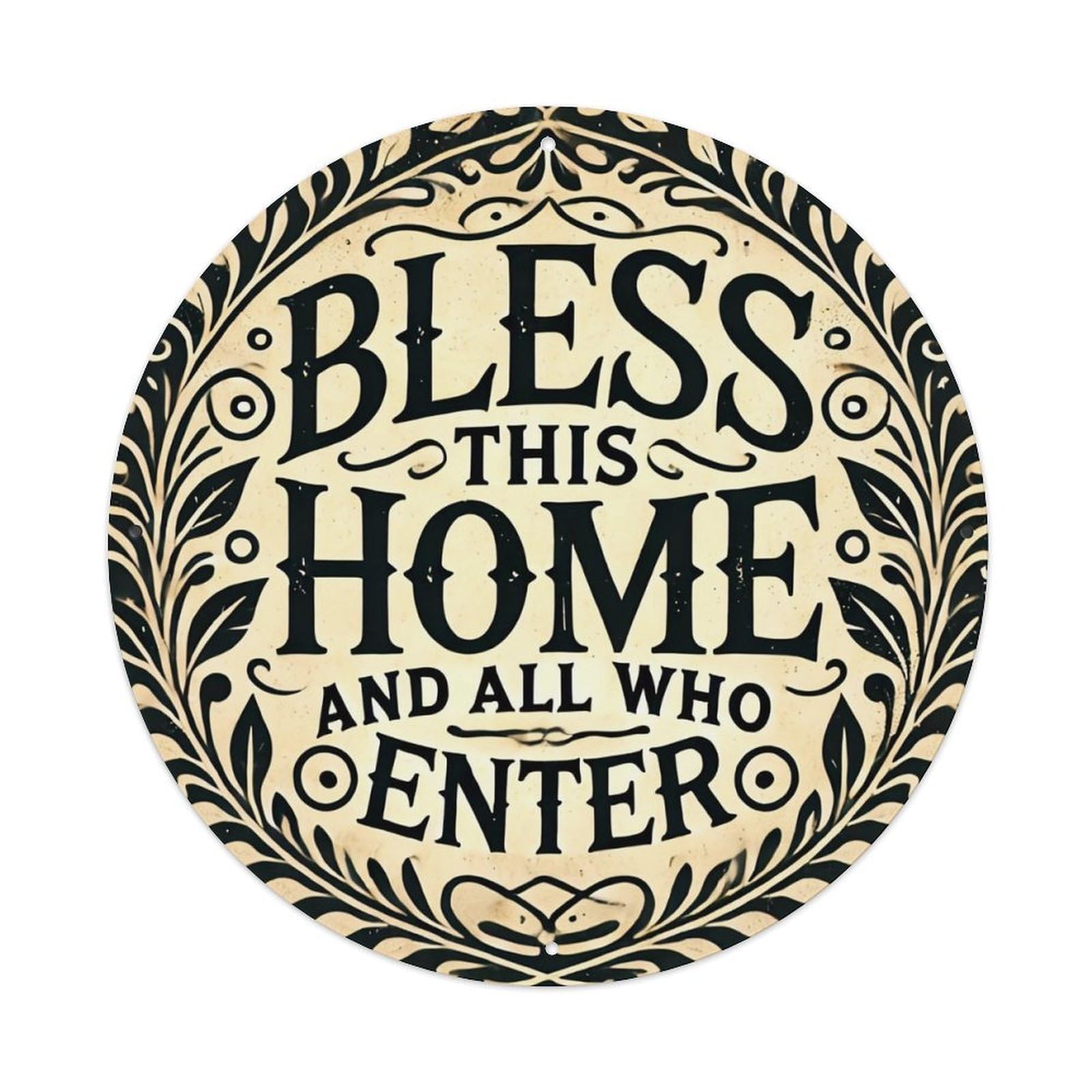 Bless This Home Enter Vintage Metal Tin Sign Retro Wall Decor for Home Bar Garage Cafe, Indoor & Outdoor Decorative，circle Metal Poster, 8x8 Inch