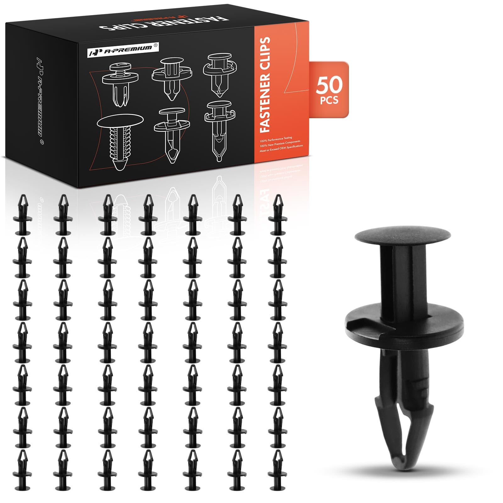 A-Premium 50 PCS Nylon Car Retainer Fastener Push Pin Clips Compatible with Ford Escape 2013-2019, Transit Connect 2014-2018, Mustang 2018-2019 - for