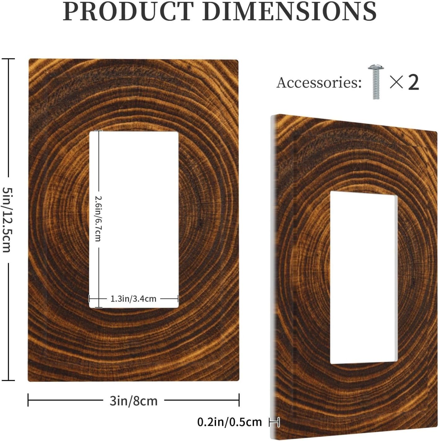 Annual Rings Geometric Spiral Wood Grain Texture Decorative Outlet Covers 1 Gang Single Rocker Light Switch Cover Plate Wall Plates GFCI Faceplate for Farmhouse Home Decor