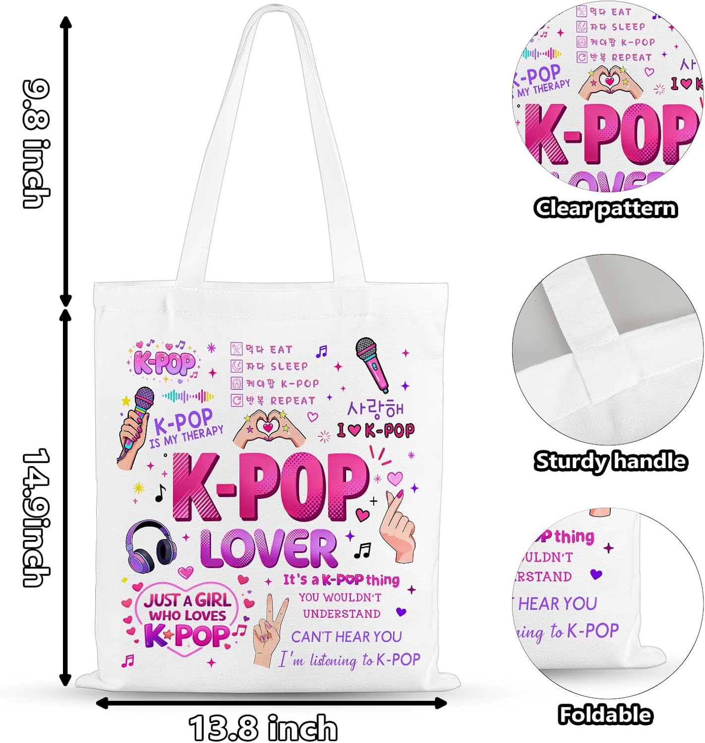 Kpop Gifts for Girls K-Pop Gift Tote Bag for Kpop Music Lover Korean Drama Canvas Tote Bag Gift for K-Pop Lover Kpop Merch Stuff K Drama Gifts for K-Pop Fans Korean Pop Stuff Kpop Party Favor Bags - Image 4