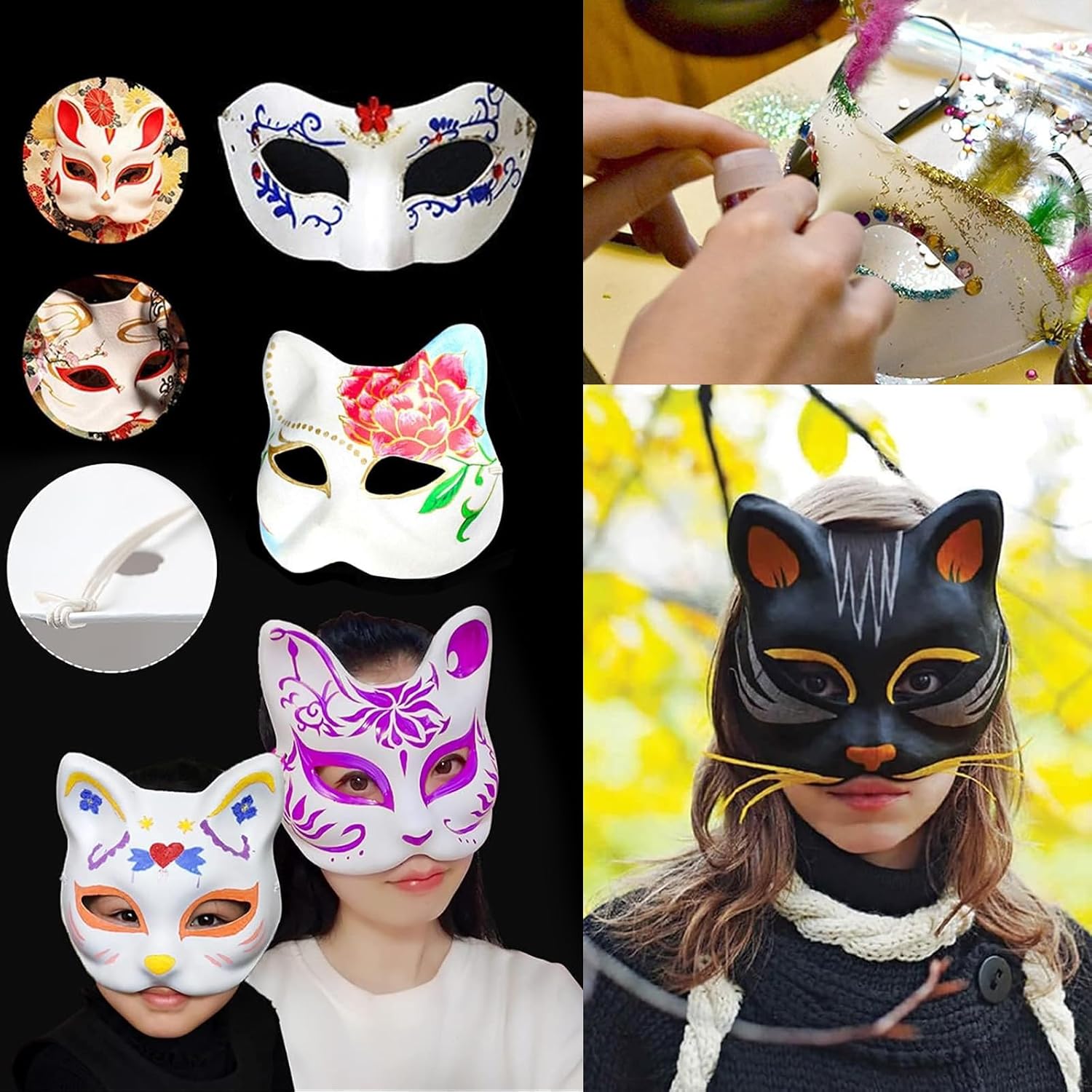 Qavctw DIY White Masks Paper Cosplay Christmas Party Mask Unpainted Plain Craft Masquerade Masks