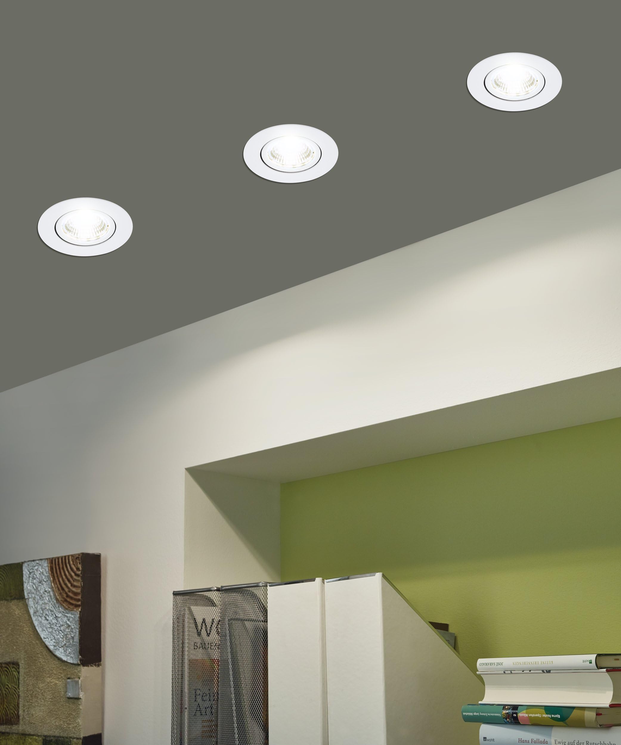 Eglo Lot de 3 spots LED encastrables Saliceto, plafond dimmables