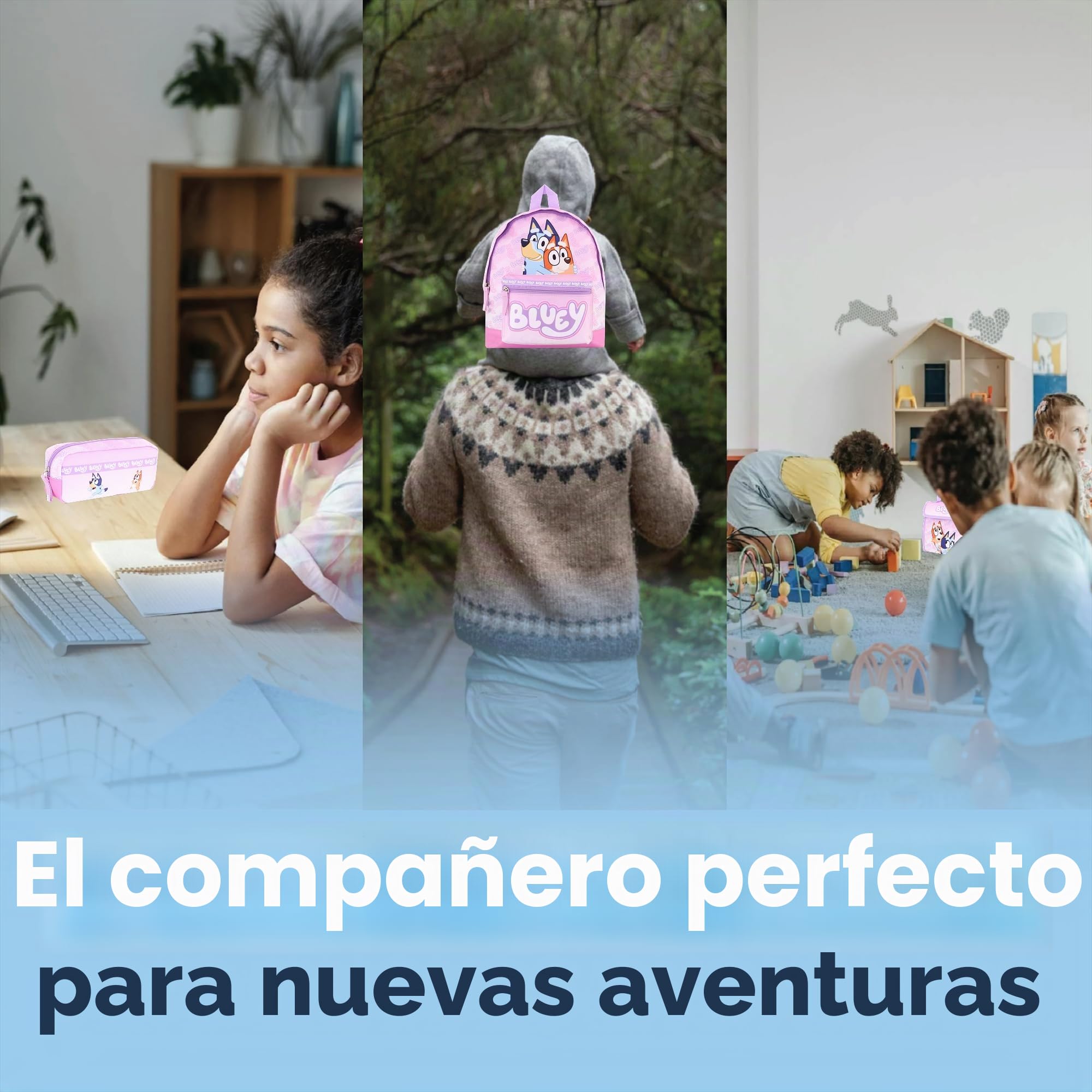 Bluey Juego de mochila para niñas – 3 piezas para niños y niños pequeños, mochila escolar con lonchera y estuche para lápices