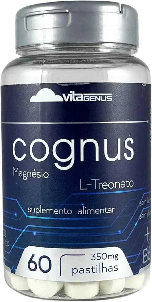 Magnésio L-Treonato 60 Comprimidos Magnésio Treonato Suplemento Mineral Alta Pureza VitaGenus