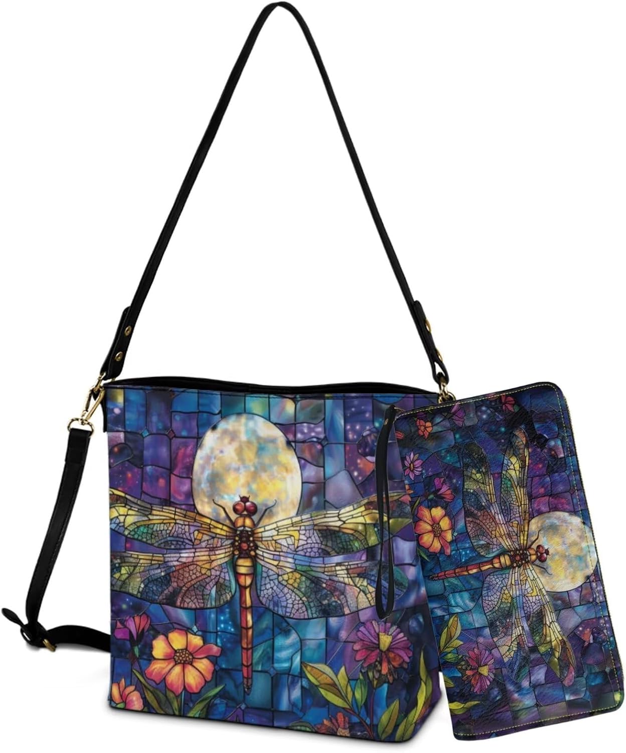 Lightweight Bucket Bag Tote Purse Set for Women Large Crossbody Hobo Bag with Wallet Set for Workout Shopping