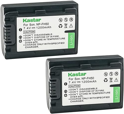 Miniatura 5 de Kastar Paquete de 3 baterías NP-FH50 de 7.4 V 1200 mAh de repuesto para Sony HDR-CX520, HDR-CX6, HDR-CX7, HDR-HC28, HDR-HC3, HDR-HC38, HDR-HC48,