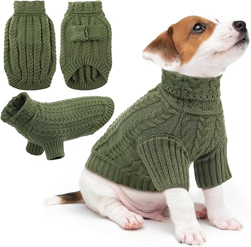 Miniatura 9 de EMUST Suéteres para perros pequeños, suéteres cálidos para gatos con punto de cable Calssic, suéter elástico para perros pequeños para niños y