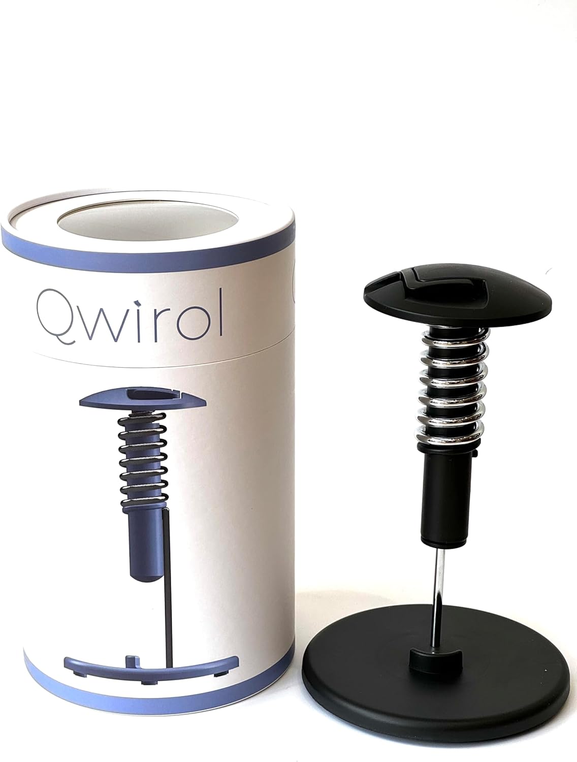 Qwirol Porte-Rouleau de Cuisine Noir avec Frein Breveté – Utilisation à Une Main, Hauteur Ajustable 19–25 cm, Base Lestée Anti-Dérapante, Design Belge - Image secondaire