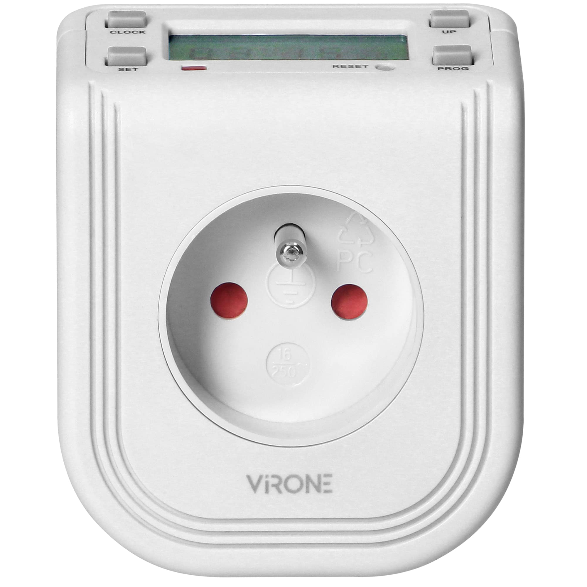 Virone Elektroniczny programator czasowy z górnym wyświetlaczem LCD, 230 VAC 3680W, 16 punktów przełączenia, symulator obecności
