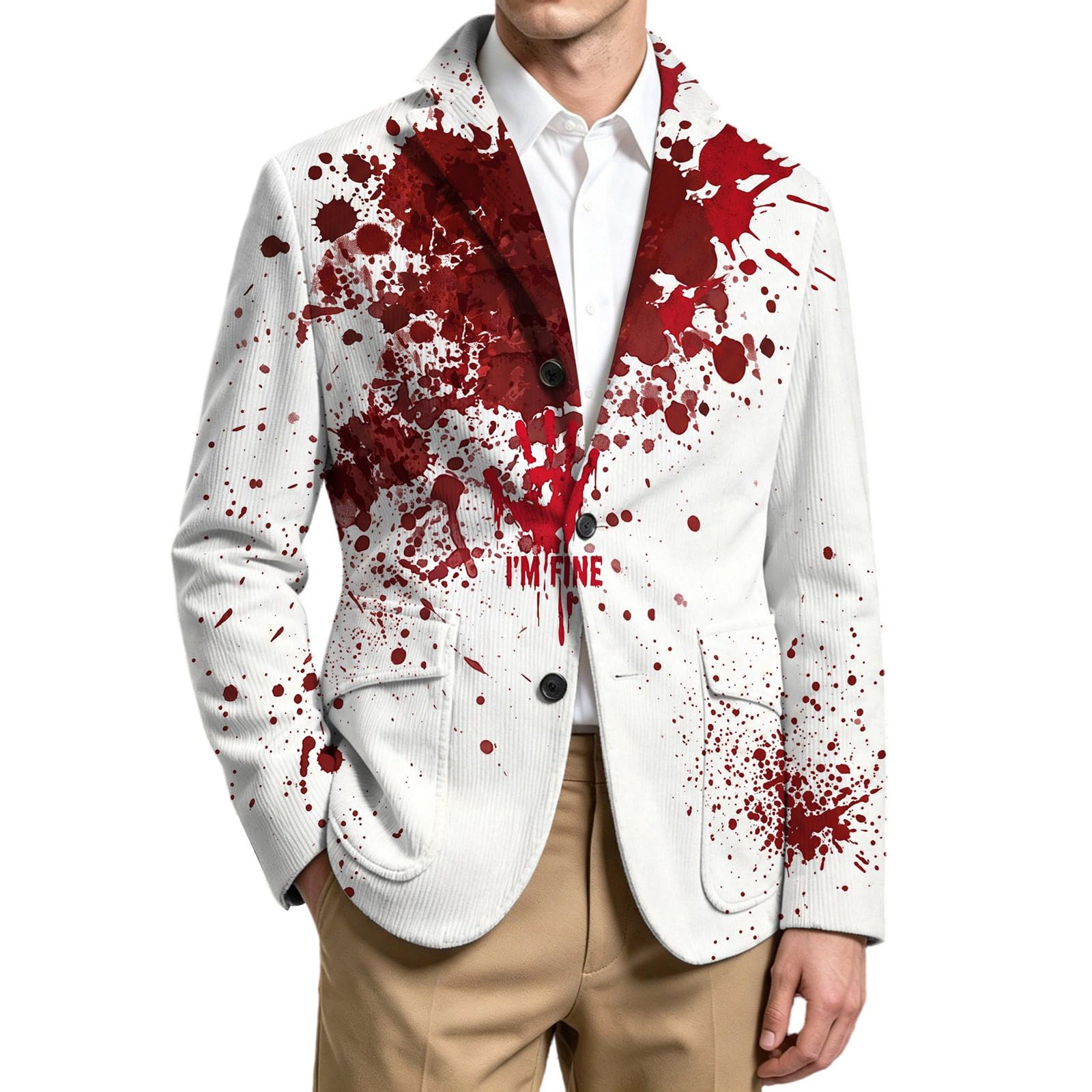 Generisch Giacca da uomo patchwork, con bottoni, per Halloween, vestibilità aderente, casual, per matrimoni e feste
