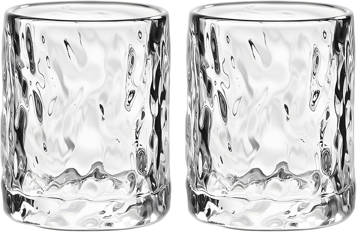 Set de 2 Vasos Elegantes con Patrón Glaciar, 260 ml, Vidrio