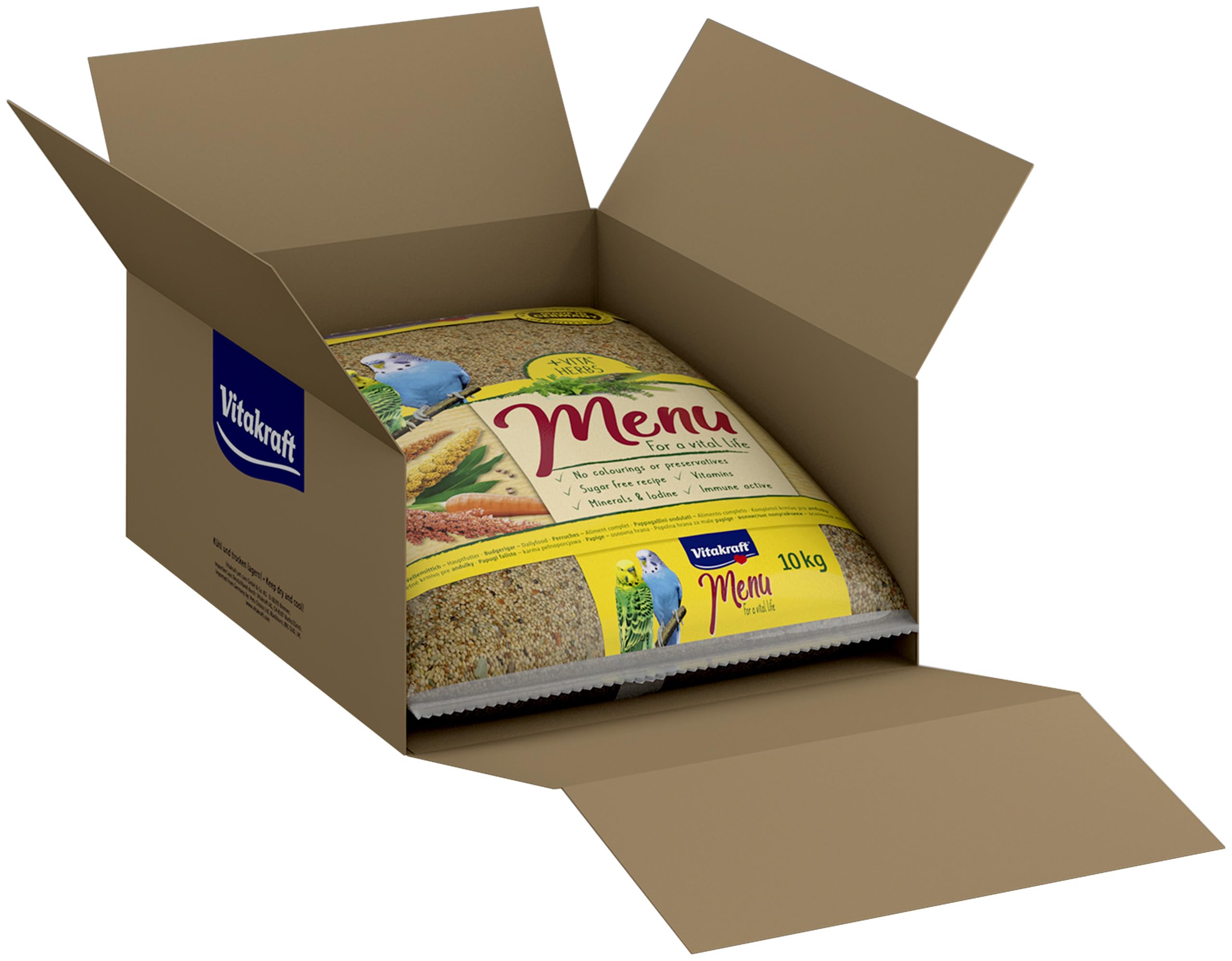 Vitakraft Menü 10kg, Hauptfutter für Sittiche, mit Vitaminen, mit Immun Aktiv Komplex und Kräutern (1x 10kg)