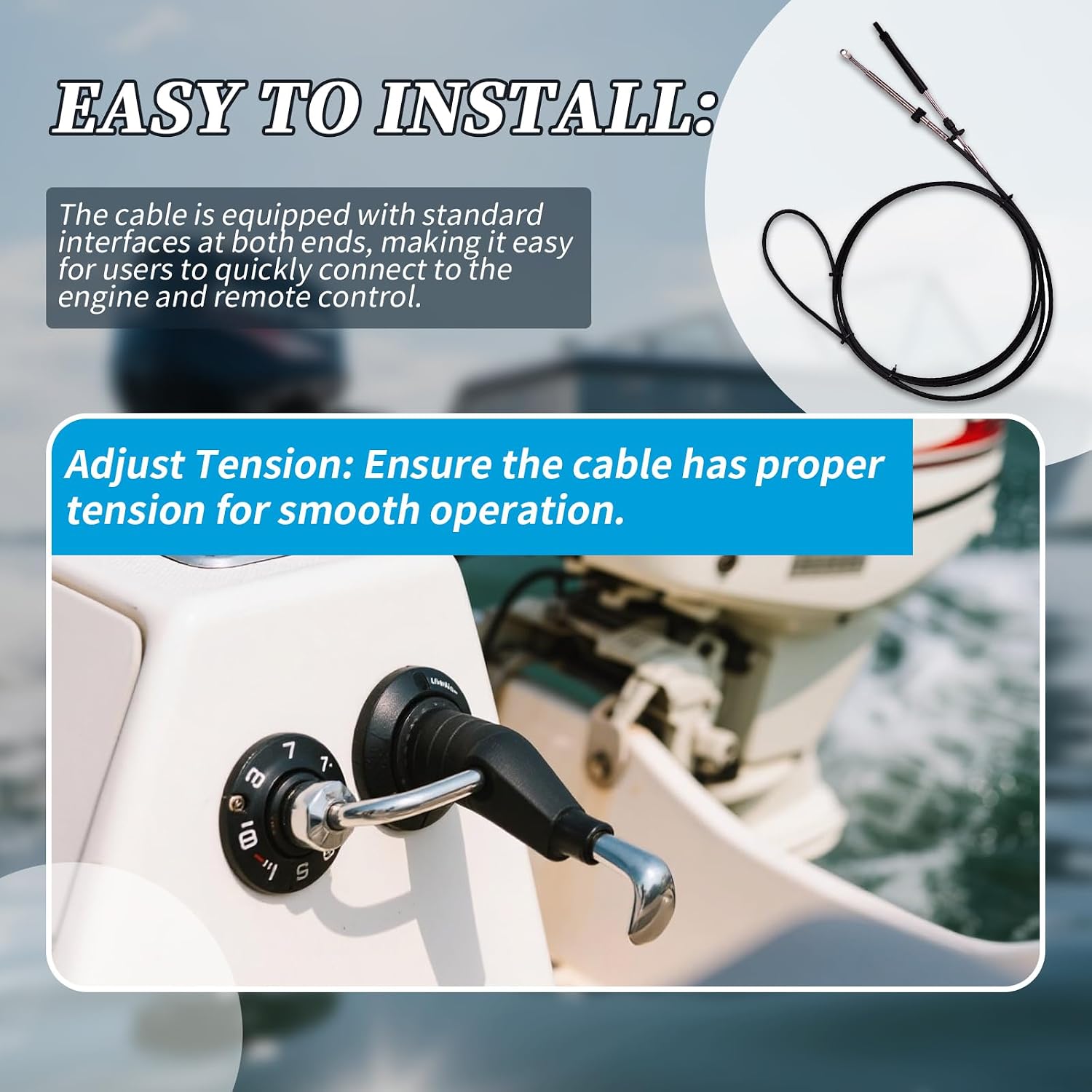 12.5' Throttle Shift Remote Control Cable 0173112,173112 Compatible with BRP, OMC, Johnson and Evinrude Engines