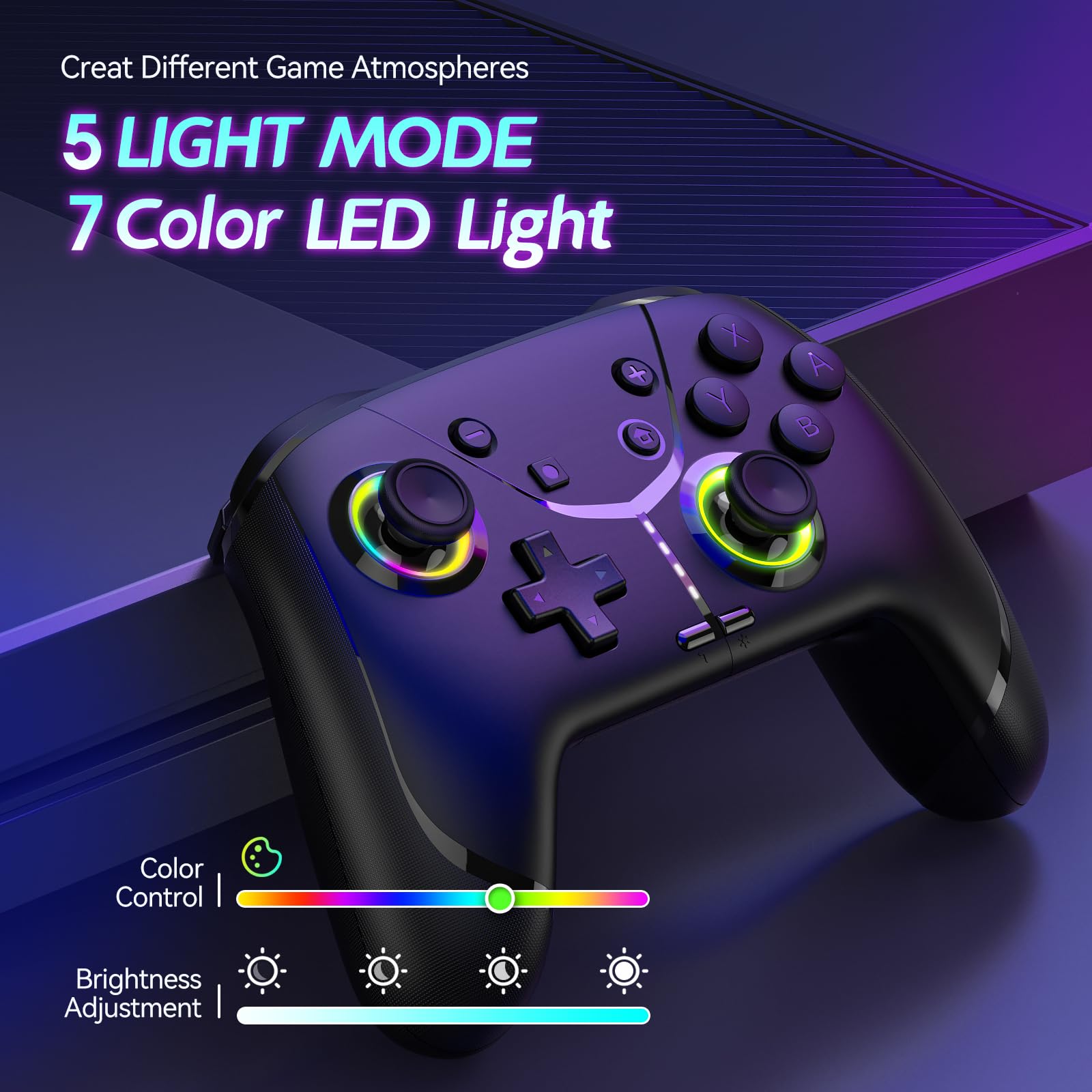 Ligame Controlador de interruptor, controlador inalámbrico Pro para Switch/Lite/OLED/iPhone/Mac/iPad/iOS/Android/teléfono/PC/Steam/TV, controladores Bluetooth con programación/4 vibraciones