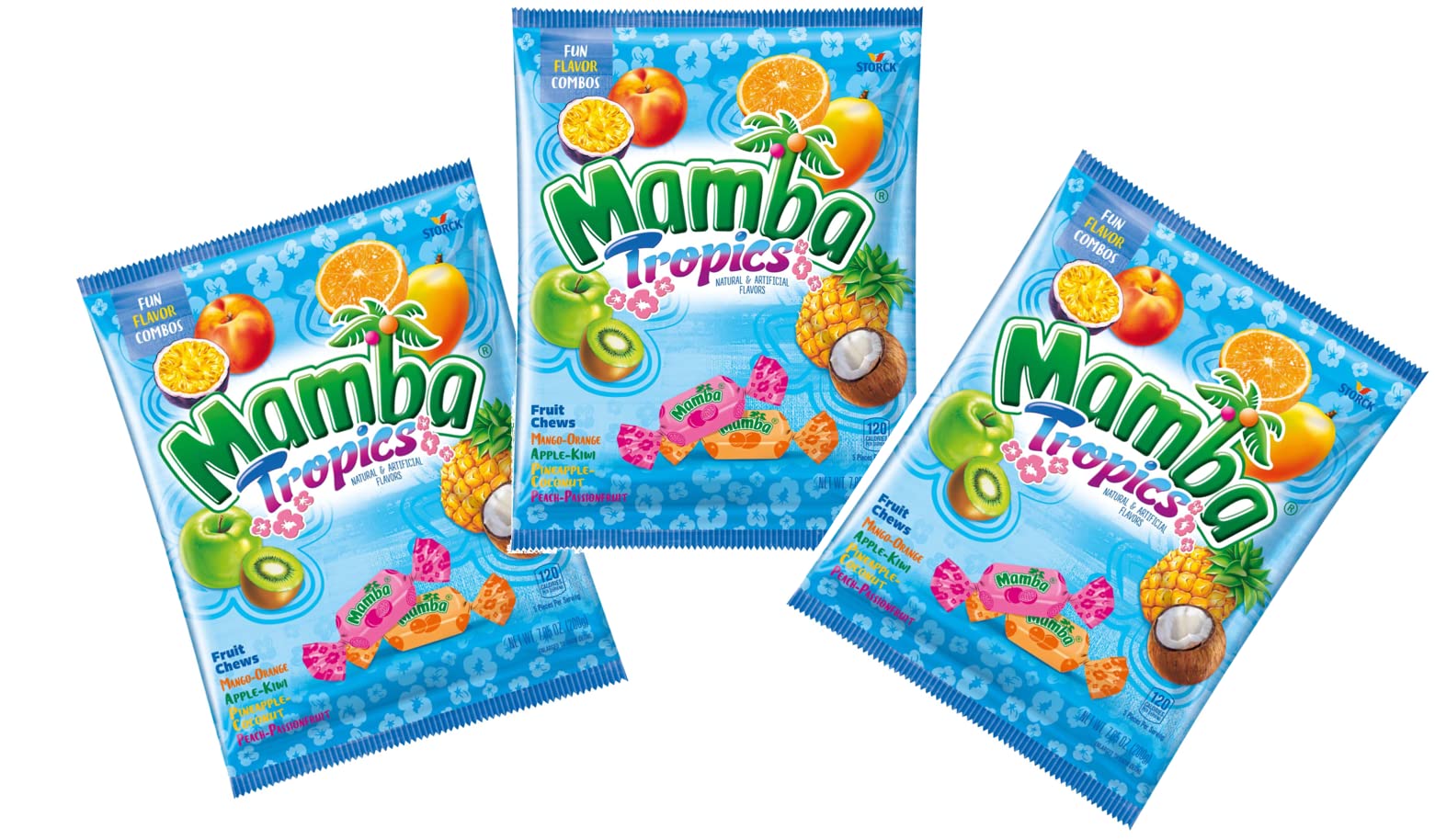 (2 Packs) Mamba Tropics Fruit Chews Candy 100g Each