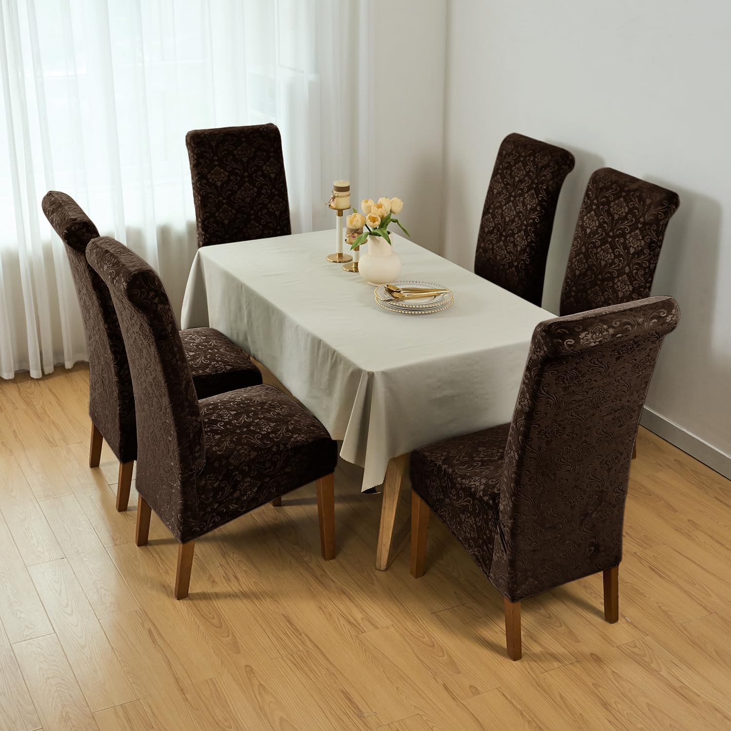 Velvet Dining Chair Covers - Set of 6 -7