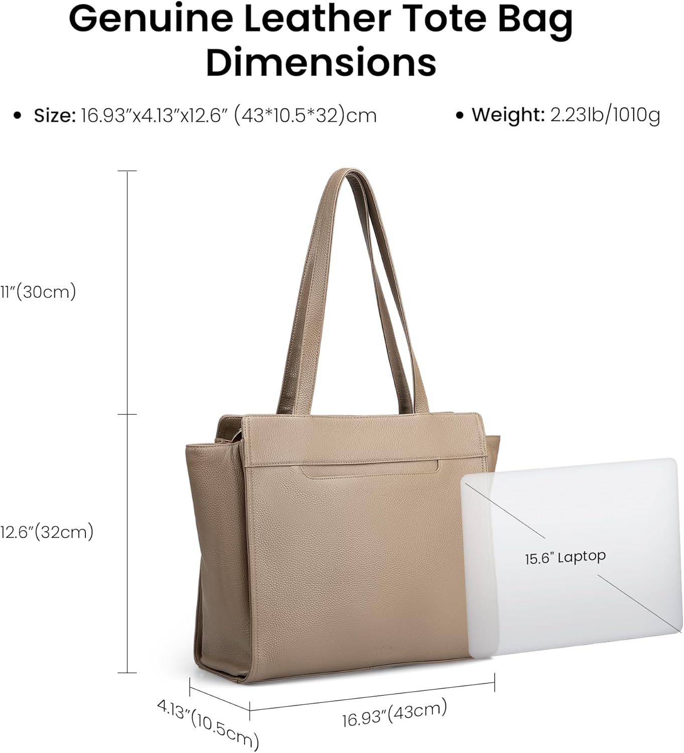befen Genuine Leather Tote Bag for Women Work, Women's Tote Handbags Leather Shoulder Purses Satchel with Compartment