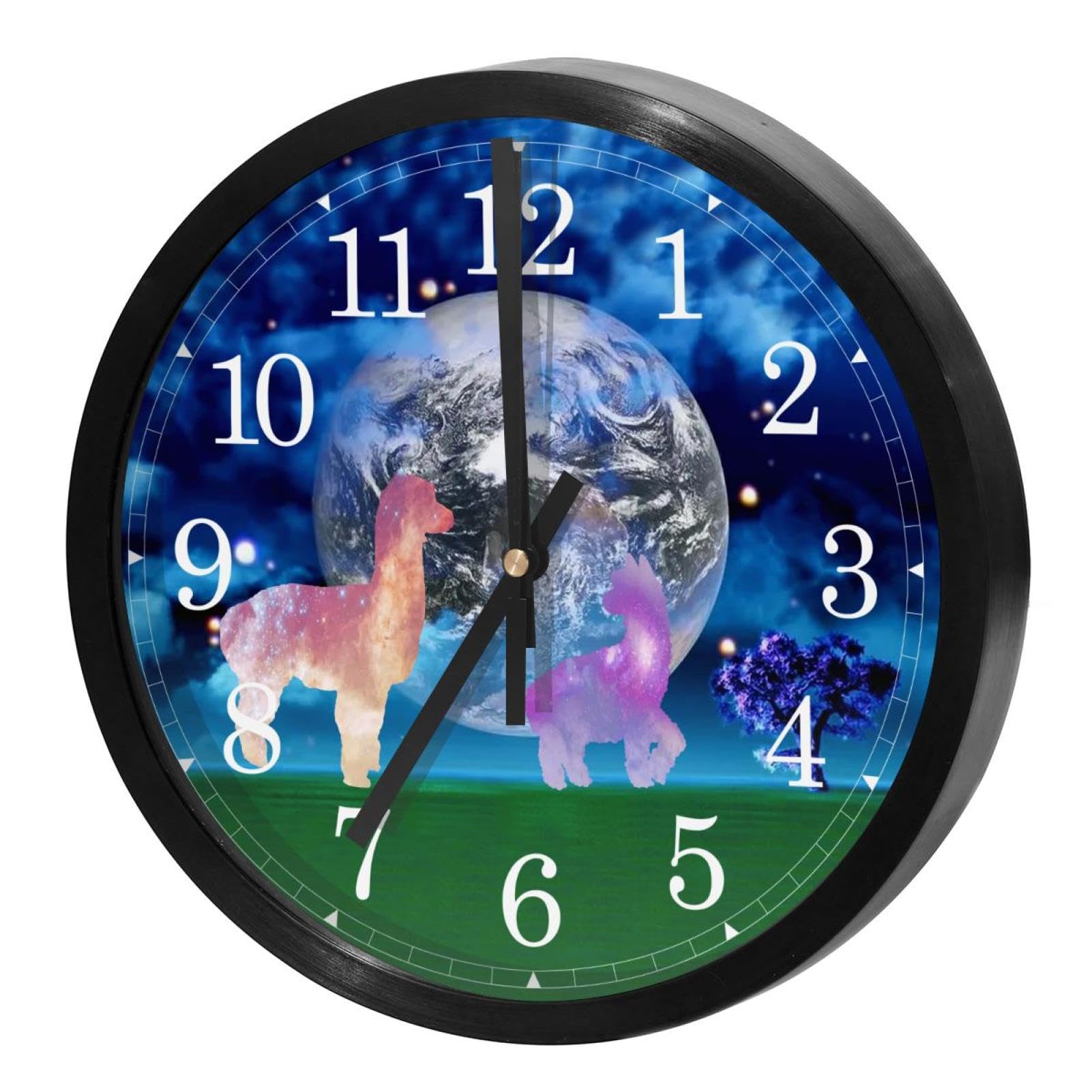 Horloge murale silencieuse à quartz motif lama bébé pour chambre