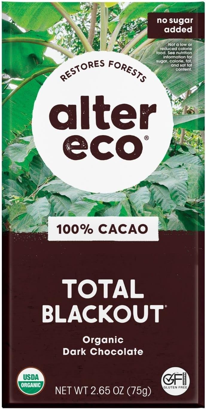 Dark Chocolate Bars | Pure Dark Cocoa, Fair Trade, Organic, Non-GMO, Gluten Free (Total Blackout)