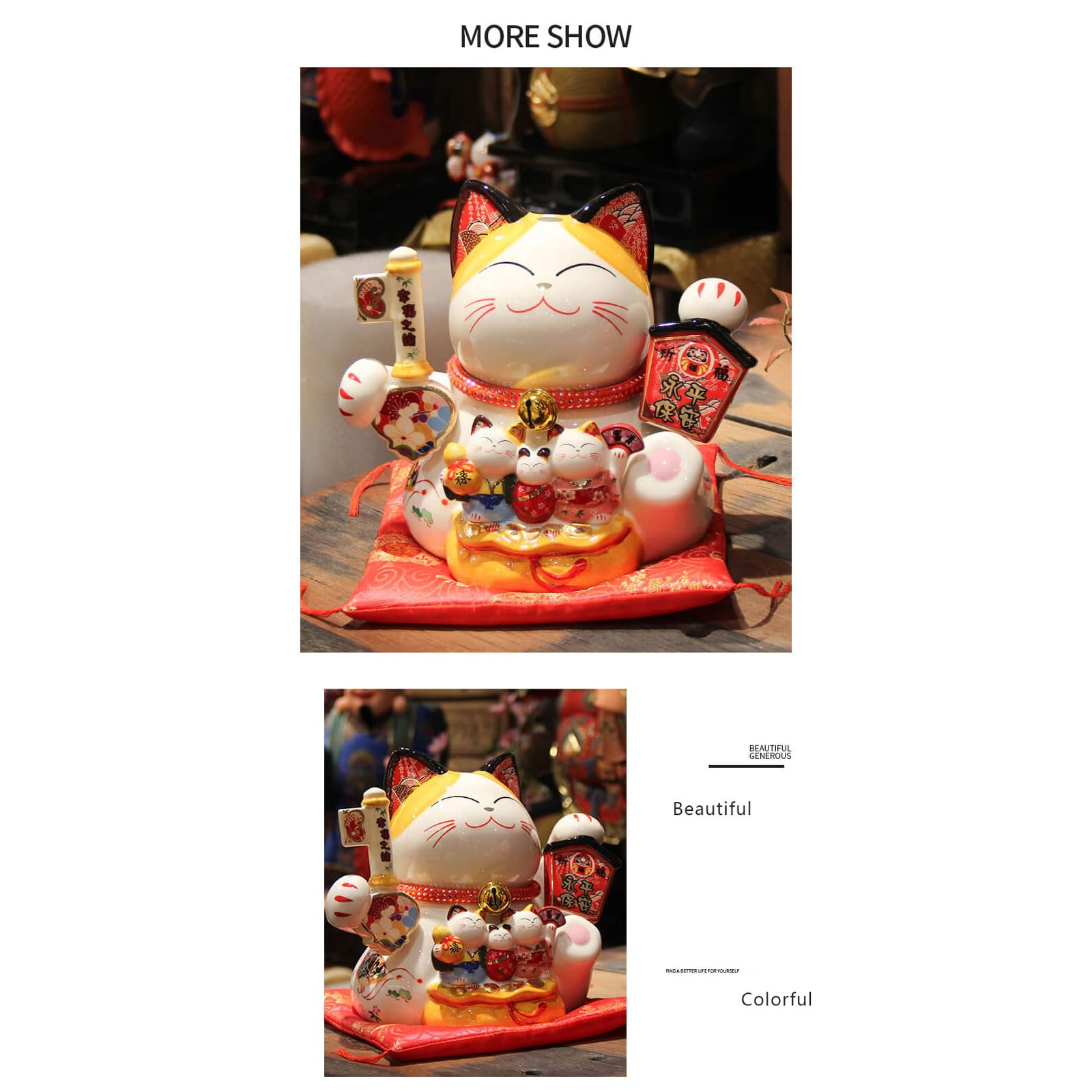 Ceramiczny szczęśliwy kot, ozdoba kota Maneki Neko , ozdoba na prezenty noworoczne, ozdobne ozdoby, bogactwo dobrobytu, rzeźba kolekcjonerska, ozdoby samochodowe do domu