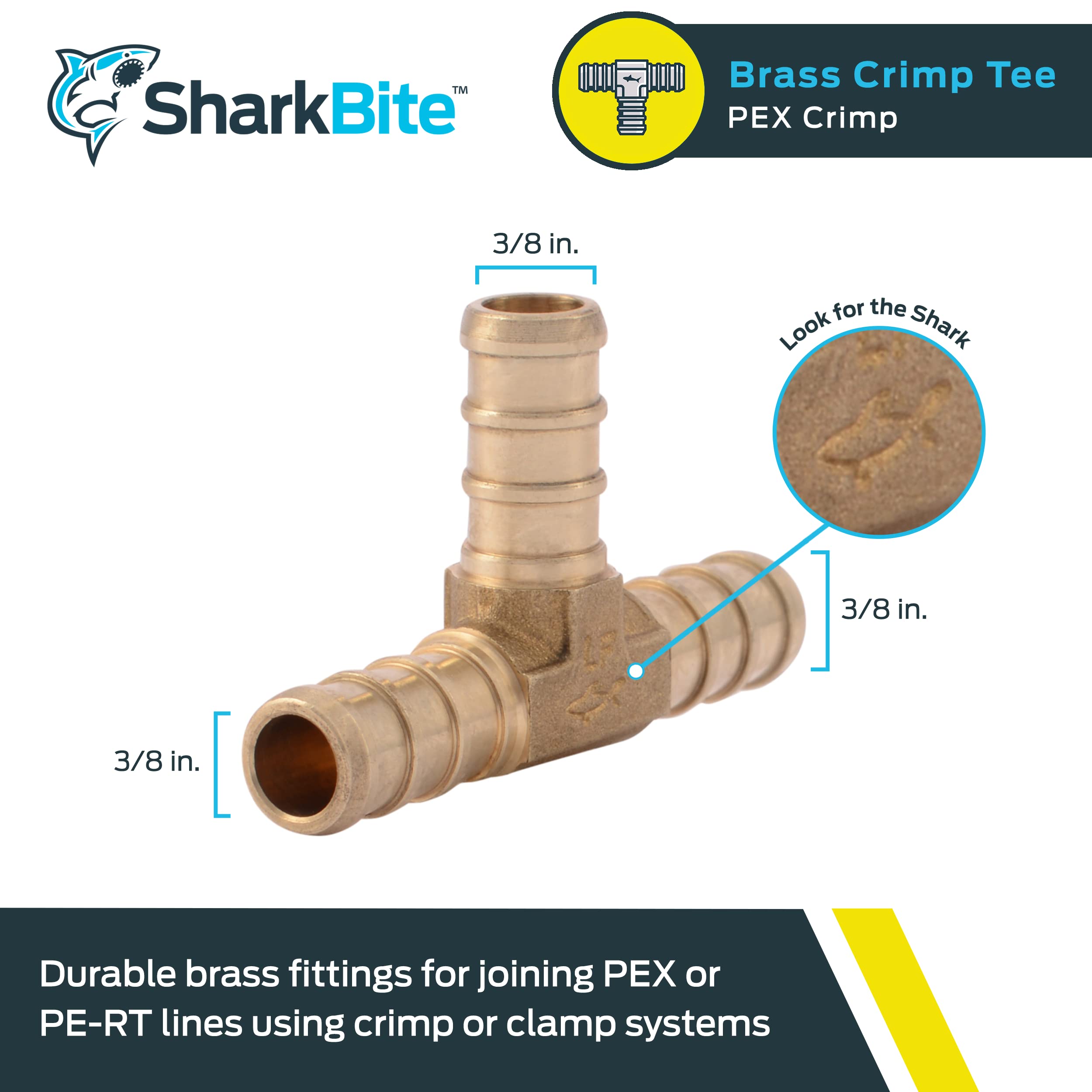 SharkBite UC360LFA 3/8-Inch PEX Barb Tee Retail Packaging, Copper, 3/8 in - Image 2