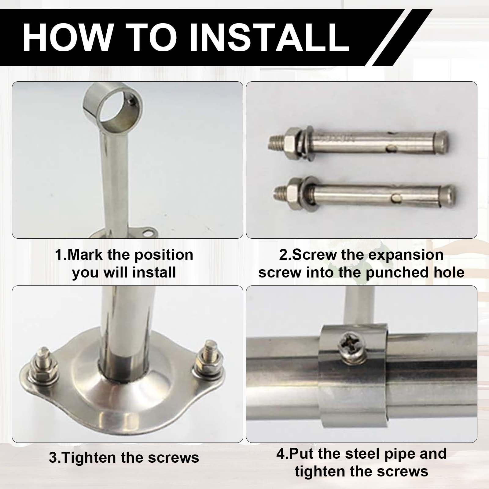 MroMax Staffa per asta per tenda da soffitto, 32 mm, staffa per armadio in acciaio inox, supporto per camera da letto, armadio, asta per vestiti, bagno e soggiorno, 2 pezzi