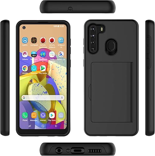 Miniatura 6 de Funda para Samsung Galaxy A21, doble capa híbrida a prueba de golpes, protección contra caídas, cubierta de plástico duro, parachoques de goma,