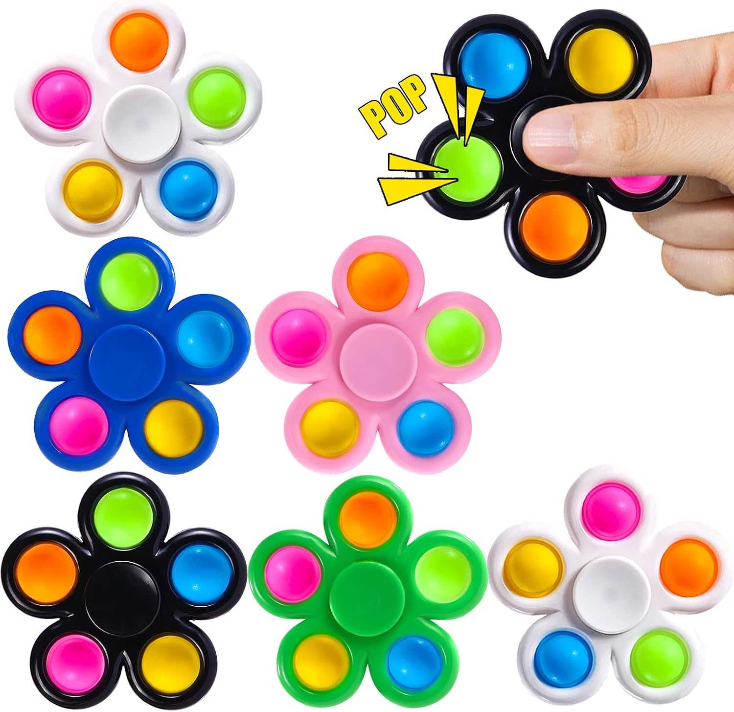 Fidget Spinner Toys Pack Kids Party Favors, ADHD Stress Relief Anxiety Sensory Toys Autism Fidget Spinners Gift for Kids Finger Toy, Goodie Bag Stuffers Return Gifts Kids Classroom Prizes (Pack of 6)