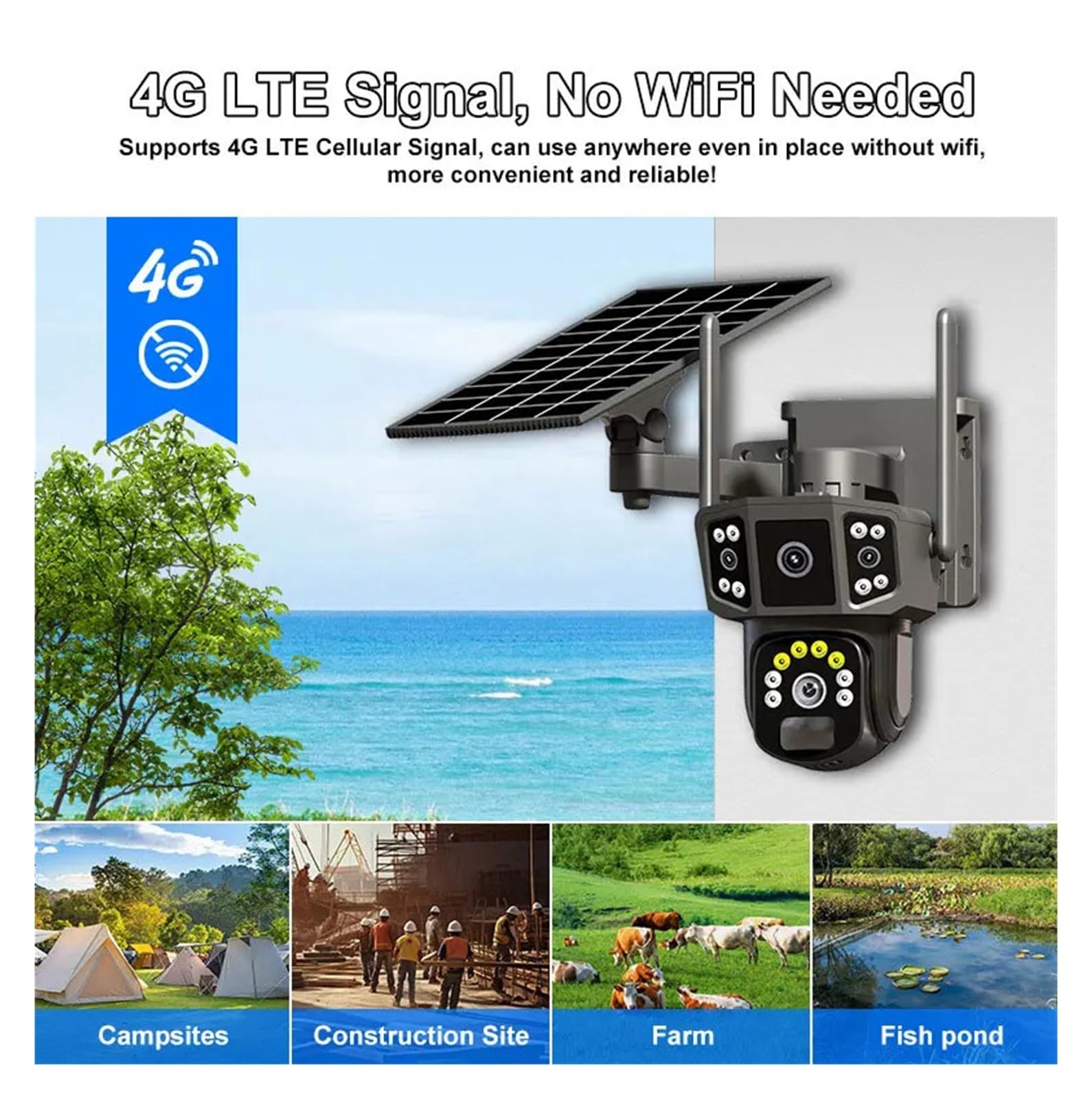 Telecamera Rete Solare WiFi 4G Esterna V380 Pro Videosorveglianza CCTV