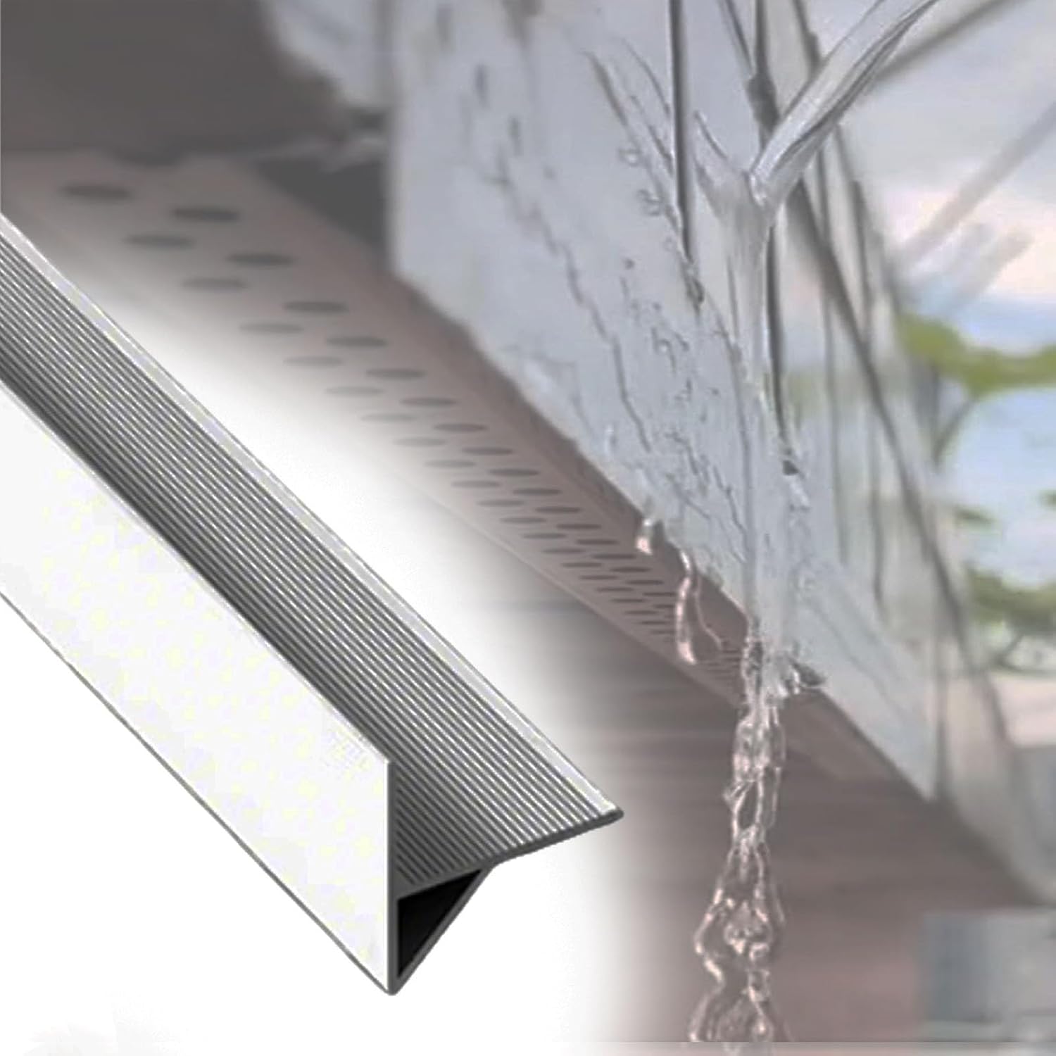 Metal Rain Diverter 20 28 36 48 60 72 96 in Length, Eaves Drip Line for Balcony/Yard/Terrace, Cuttable Aluminum Profiles Roof Edge Line Strip(Black 3 PCS,L 84 in)