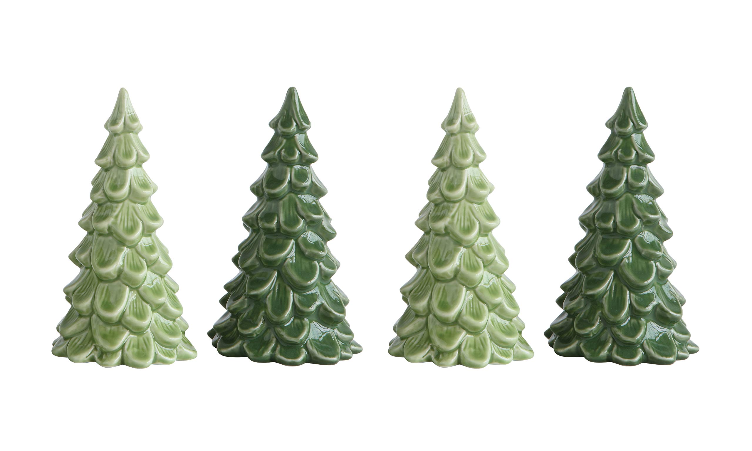 Creative Co-Op Small Green Stoneware Tree Figurine (Set of 2 Shades Artificial Plants