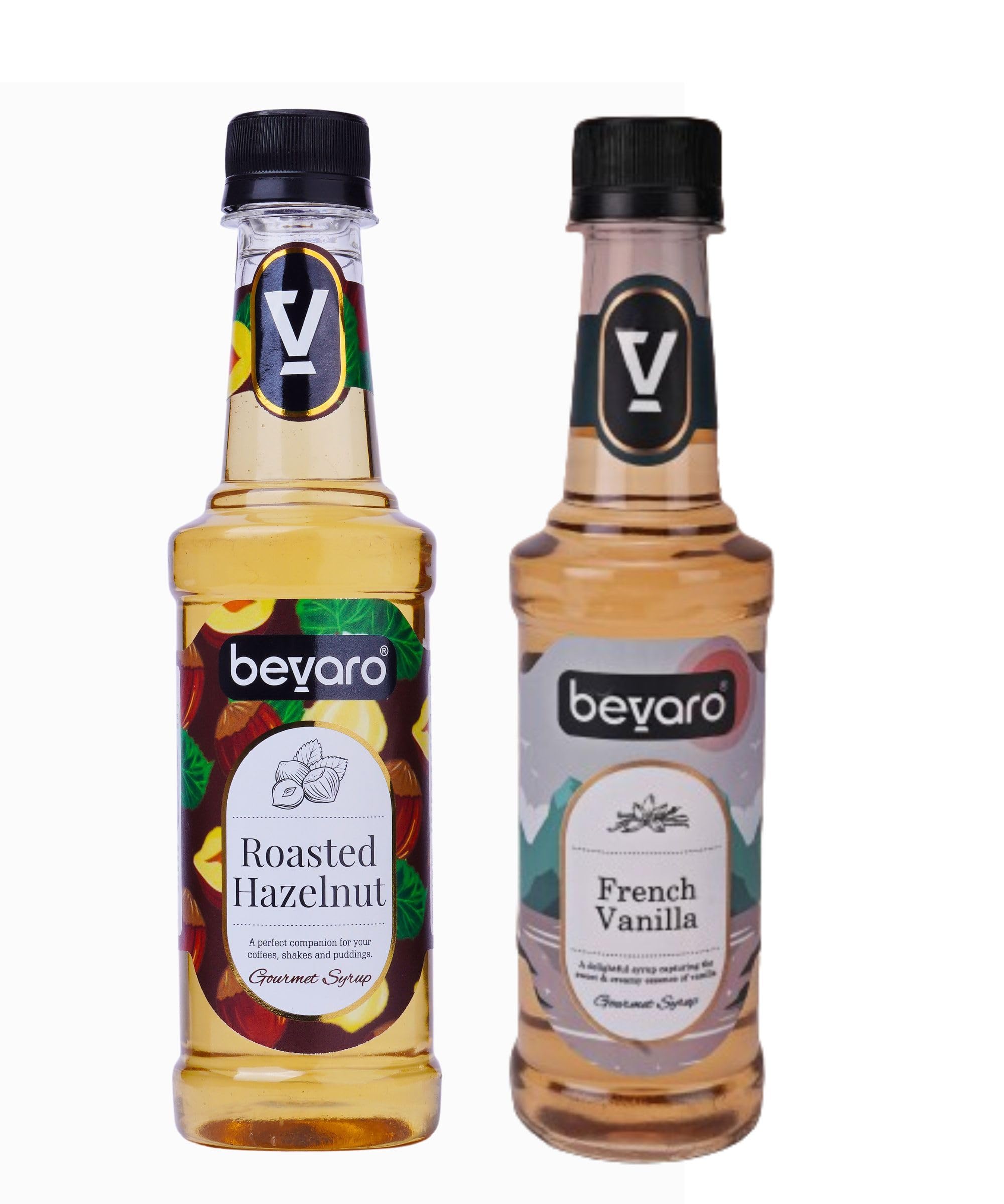 Bevaro Premium Flavored Syrup Combo - 300ml Each | Roasted Hazelnut & French Vanilla | Rich, Authentic Flavours | Perfect for Coffee, Desserts & More
