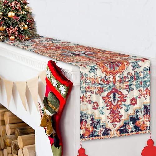 Miniatura 6 de Camino de mesa de Navidad de estilo bohemio, decoración de mesa de comedor, decoración de Navidad, decoración de interiores del hogar, caminos de