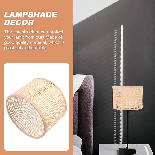Miniatura 7 de Uonlytech Pantalla de lámpara de araña, pantalla de ratán E27, lámpara de casa de campo, accesorios de luz para lámpara de mesa, lámpara de pie,