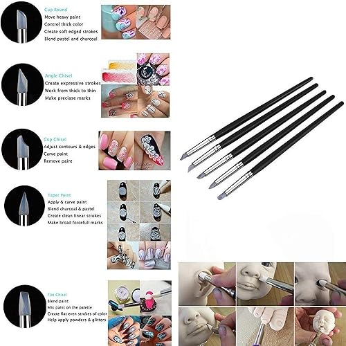 Miniatura 2 de Comi 5pcs flexible Fimo arcilla colour Shaper  Juego Cepillos de goma pluma herramienta de pintura de aceite arcilla Escultura Herramientas # 0 # 2