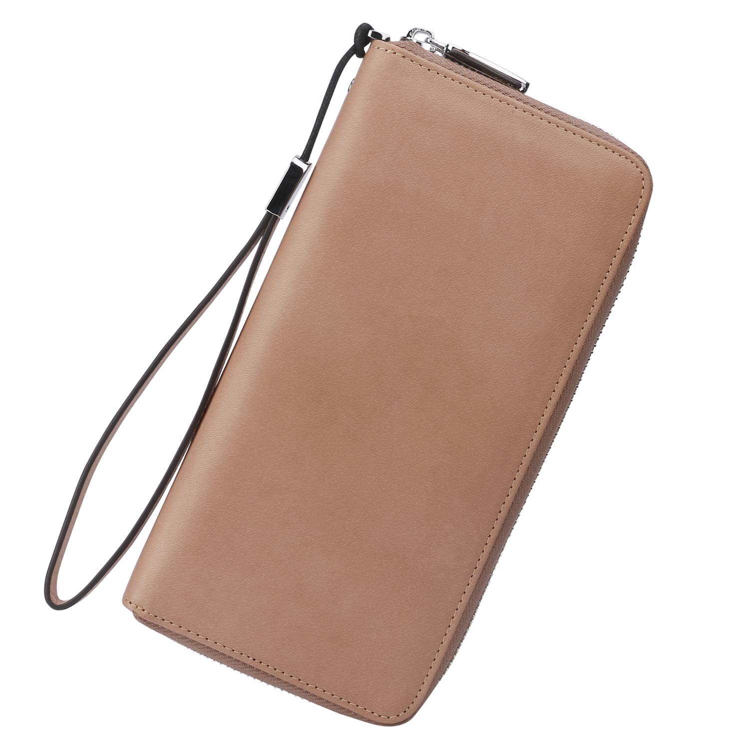 Lavemi Damen RFID-Blockierendes Leder Große Kapazität Reißverschluss Around Geldbörse Clutch Reise Geldbörse mit Handschlaufe, 2. Dunkles Rosa, Einheitsgröße, RFID-Brieftasche