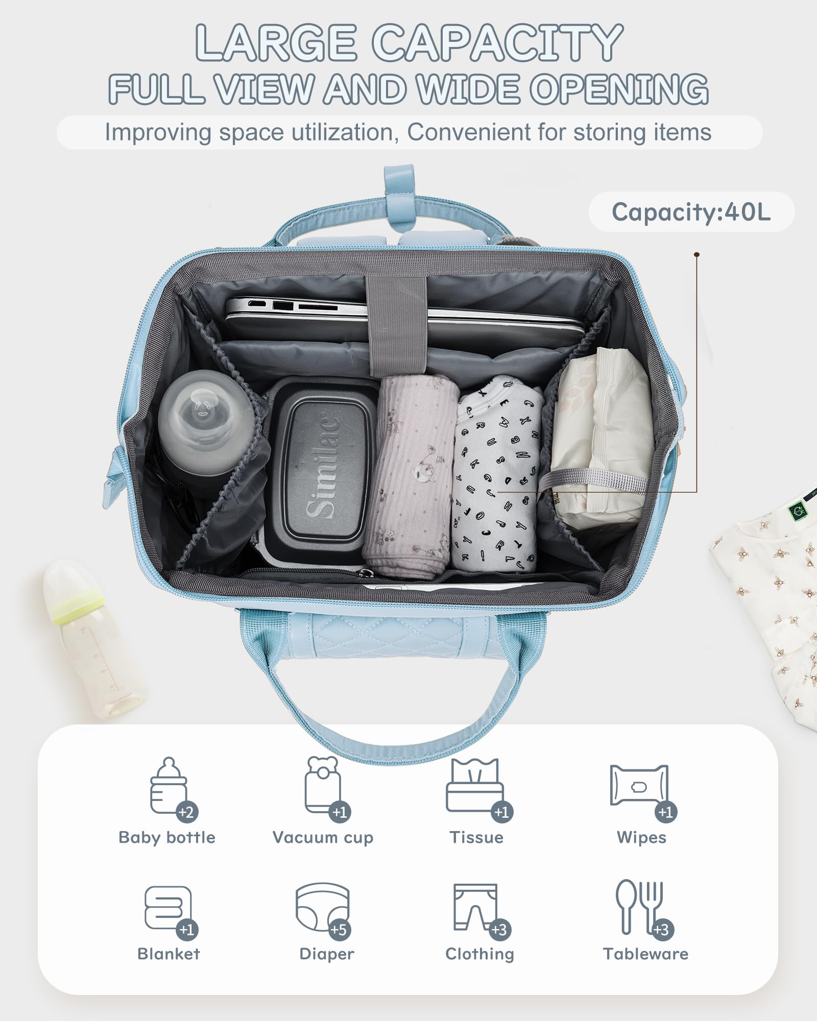 BOXSAM Zaino Mamma, Zaino Fasciatoio Mamma Multifunzione Impermeabile, Zaino cambio Neonato Grande Capacità, Zaino Passeggino Universale