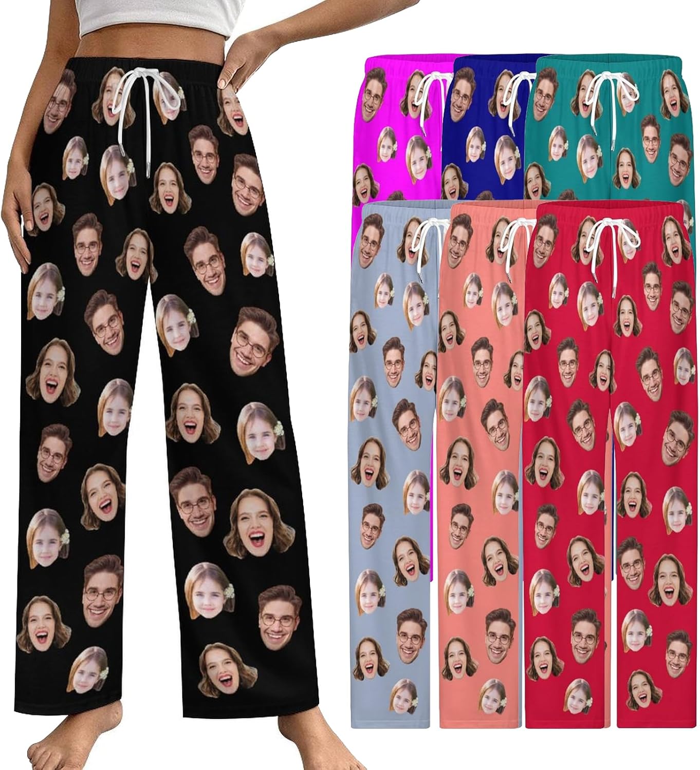 Custom Pajama Pants for Men Women – Personalized PJ Pants with Face Pet Photo