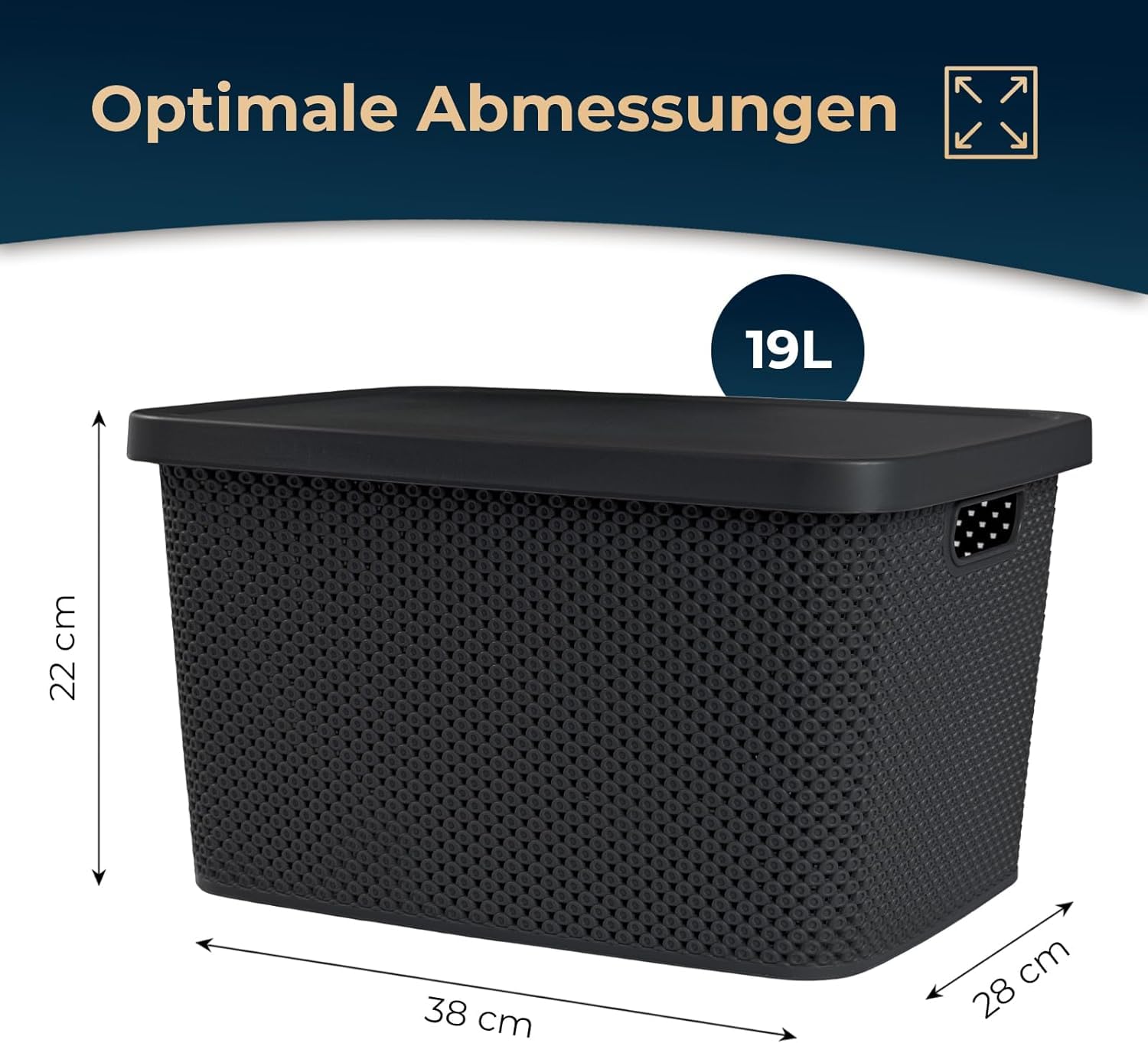 astor24 PREMIUM 3er XXL Set Aufbewahrungsbox Korb mit Deckel Organizer Ideal für Büro,Kleiderschrank, Schrank, Küche & Haushalt (Aquamarin, 3er Set 19 Liter)