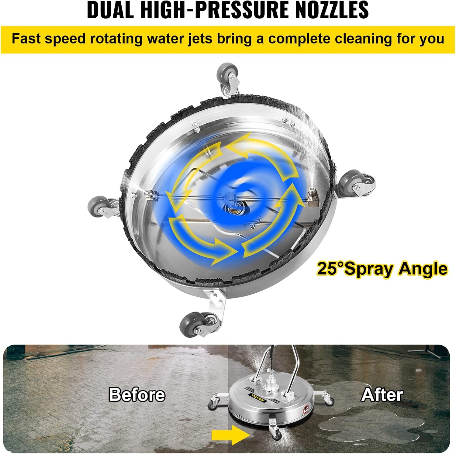 فوهتان مزدوجتان عاليتي الضغط وتأثير تنظيف فعال