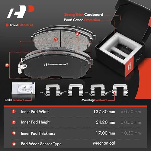Miniatura 3 de A-Premium Kit de rotores de freno de disco ventilados delanteros de 11.65 pulgadas (11.654 in) + pastillas de cerámica compatibles con modelos