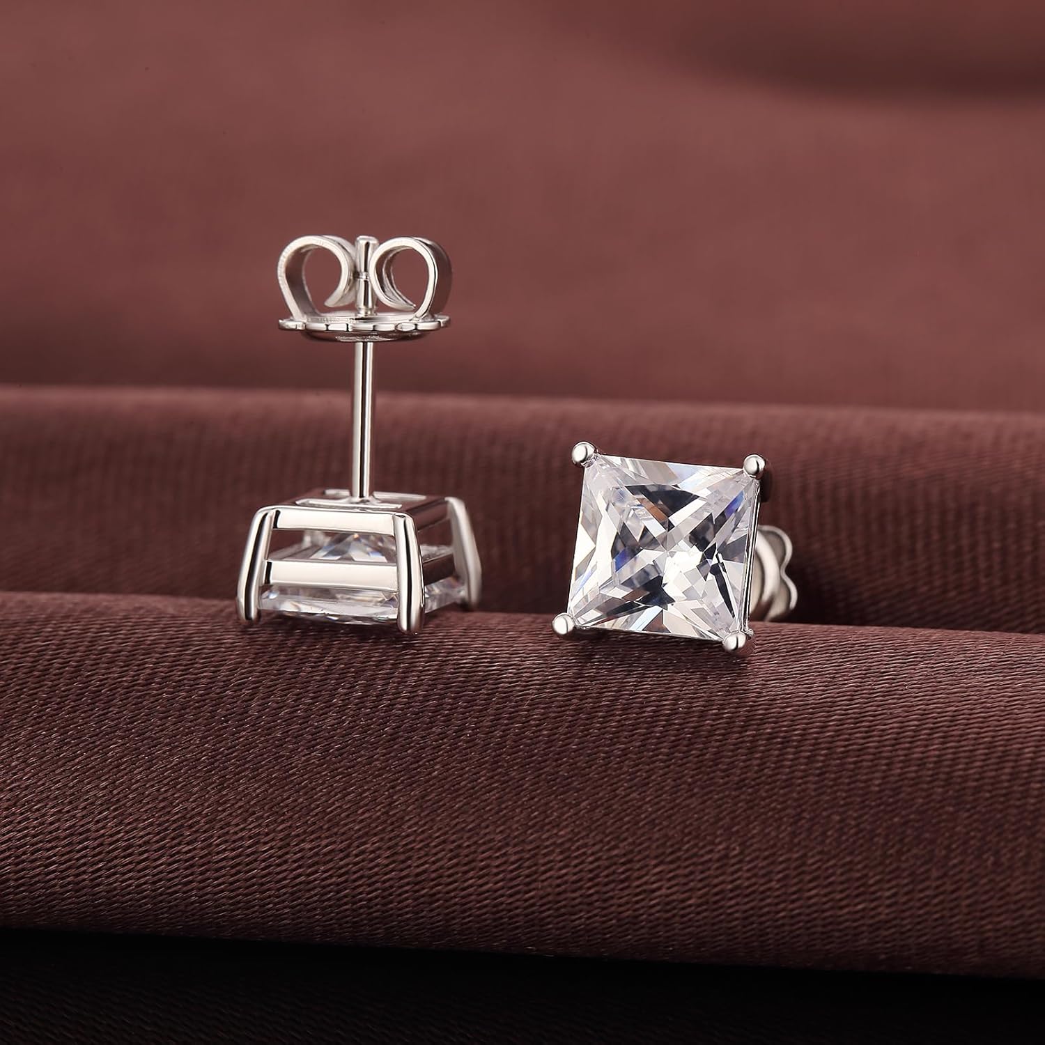 925 Sterling Silver Cubic Zirconia Stud Earrings for Women/Men Hypoallergenic Stud Earrings 4MM-8MM - Image 5